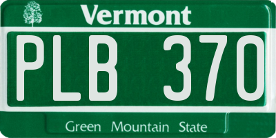 VT license plate PLB370