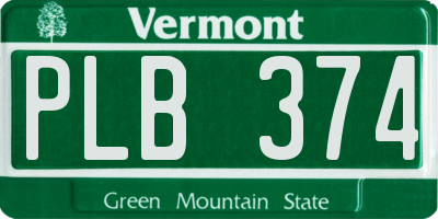 VT license plate PLB374