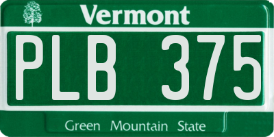 VT license plate PLB375