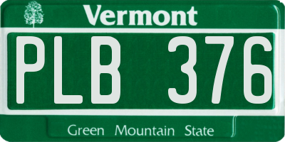 VT license plate PLB376
