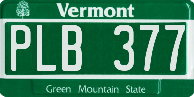 VT license plate PLB377