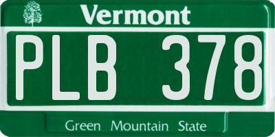 VT license plate PLB378