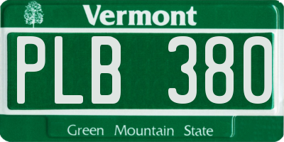 VT license plate PLB380