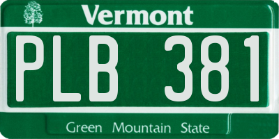VT license plate PLB381