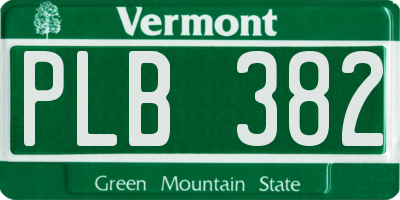 VT license plate PLB382