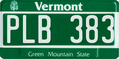 VT license plate PLB383