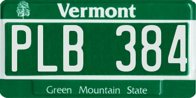 VT license plate PLB384