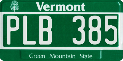 VT license plate PLB385