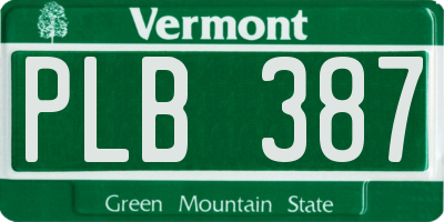 VT license plate PLB387