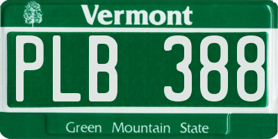VT license plate PLB388