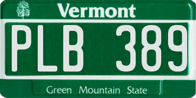 VT license plate PLB389