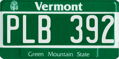 VT license plate PLB392