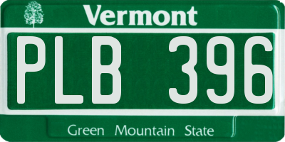 VT license plate PLB396