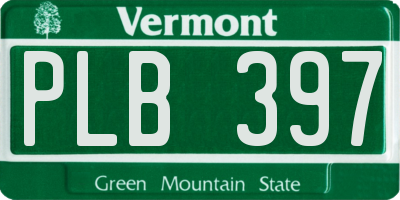 VT license plate PLB397