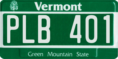 VT license plate PLB401
