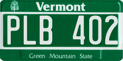 VT license plate PLB402