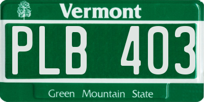 VT license plate PLB403