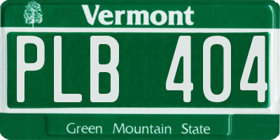 VT license plate PLB404