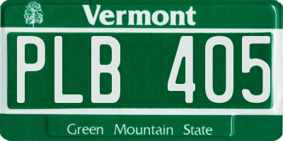 VT license plate PLB405