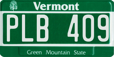 VT license plate PLB409