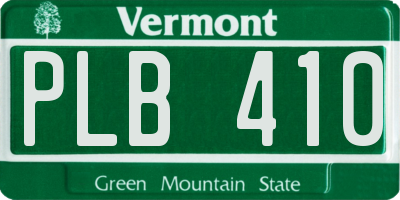 VT license plate PLB410