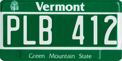 VT license plate PLB412