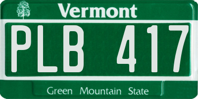 VT license plate PLB417