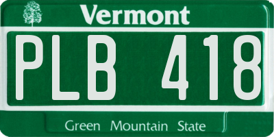VT license plate PLB418
