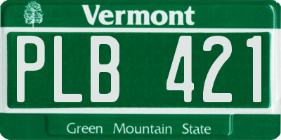 VT license plate PLB421
