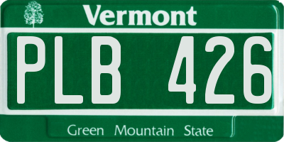 VT license plate PLB426