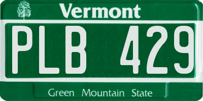 VT license plate PLB429