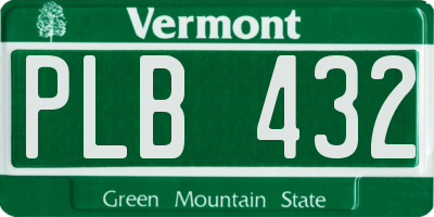 VT license plate PLB432