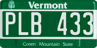 VT license plate PLB433