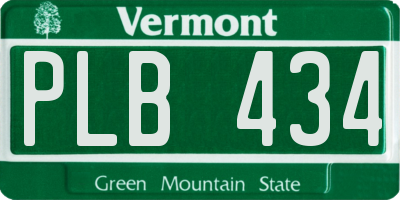 VT license plate PLB434