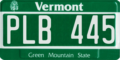 VT license plate PLB445