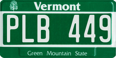 VT license plate PLB449
