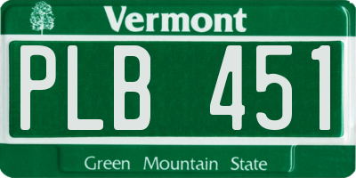VT license plate PLB451