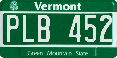 VT license plate PLB452