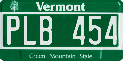 VT license plate PLB454
