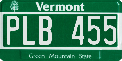 VT license plate PLB455