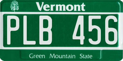VT license plate PLB456