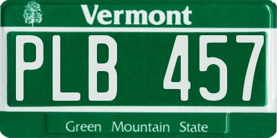VT license plate PLB457