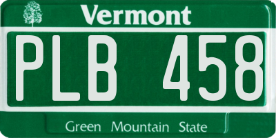 VT license plate PLB458