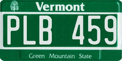 VT license plate PLB459