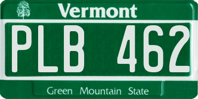 VT license plate PLB462