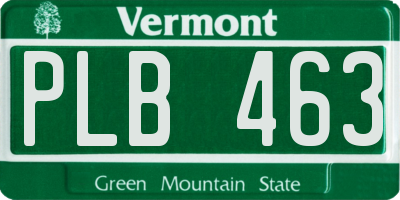 VT license plate PLB463