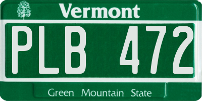 VT license plate PLB472