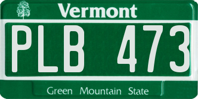 VT license plate PLB473