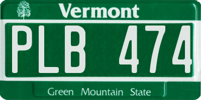 VT license plate PLB474