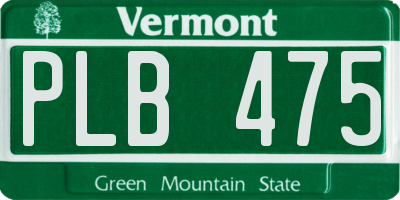 VT license plate PLB475
